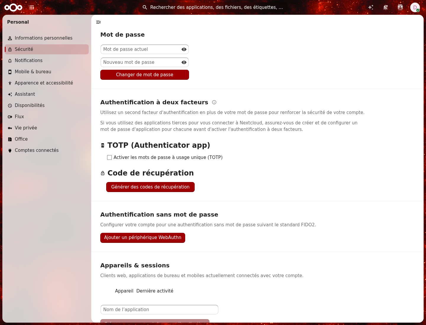 Les réglages de sécurité de votre compte : mot de passe, double authentification, mots de passe d'application
